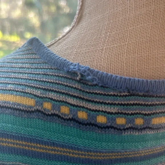 Venus Striped Blue,Teal & Yellow Knit Midi Dress Sz. Small-Good Condition🩵💛 - Picture 4 of 4